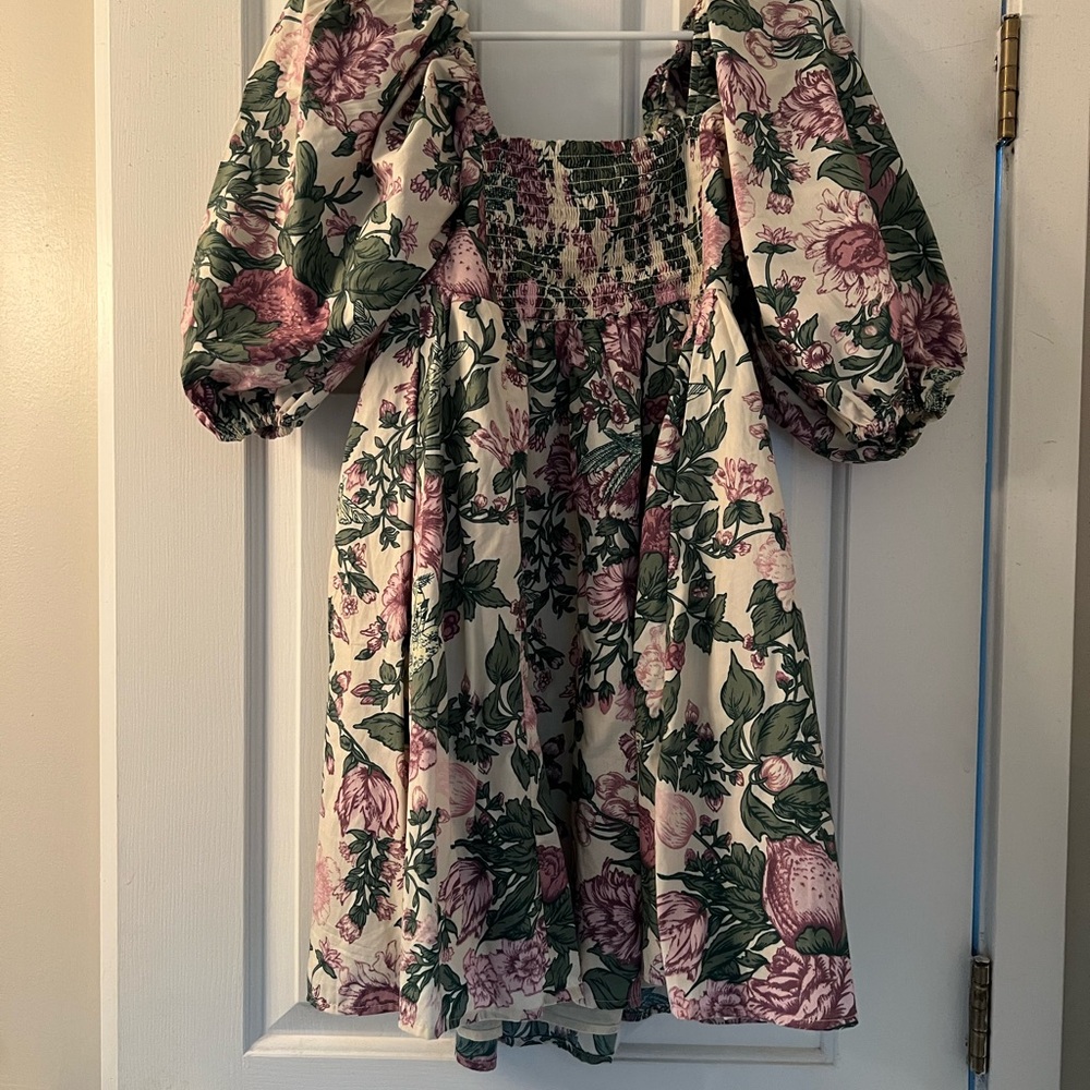 Abercrombie & Fitch Cream and Pink Smocked Sundress